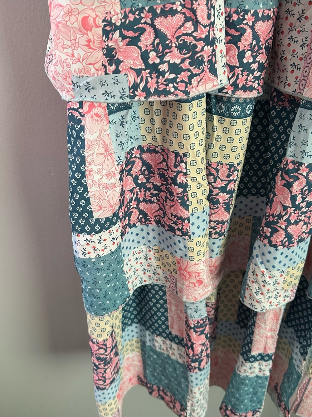 Simply southern tiered smocked patchwork midi / maxi dress xxl women’s nwt - Picture 6 of 11